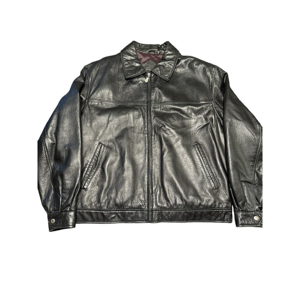 Roundtree & York Mens Leather Jacket Size XL Black